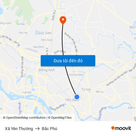 Xã Yên Thường to Bắc Phú map