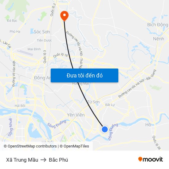 Xã Trung Mầu to Bắc Phú map