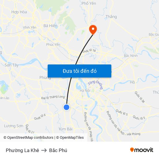 Phường La Khê to Bắc Phú map