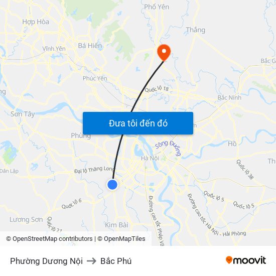 Phường Dương Nội to Bắc Phú map