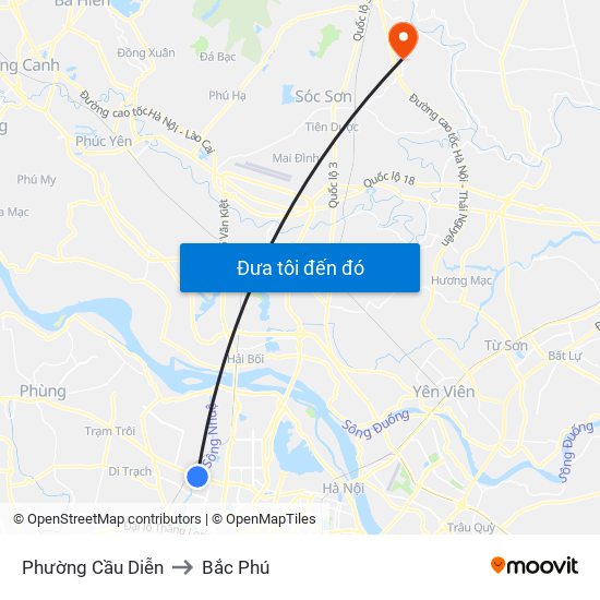 Phường Cầu Diễn to Bắc Phú map