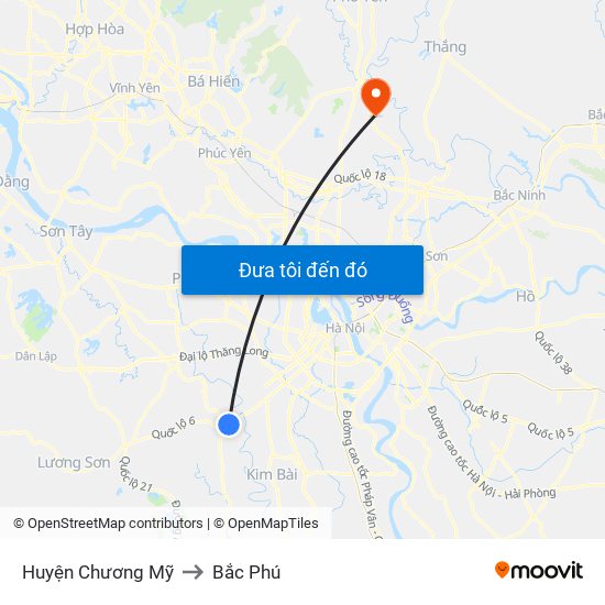 Huyện Chương Mỹ to Bắc Phú map