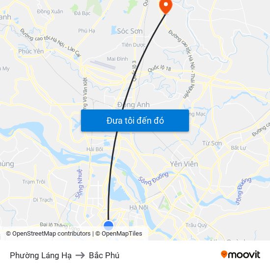 Phường Láng Hạ to Bắc Phú map