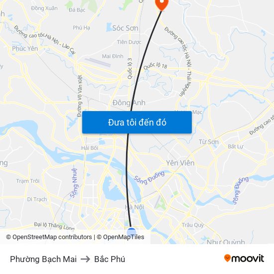 Phường Bạch Mai to Bắc Phú map