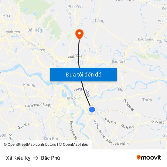 Xã Kiêu Kỵ to Bắc Phú map