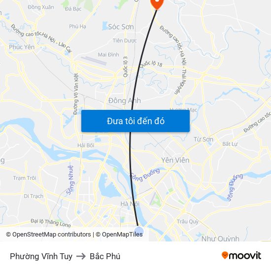 Phường Vĩnh Tuy to Bắc Phú map