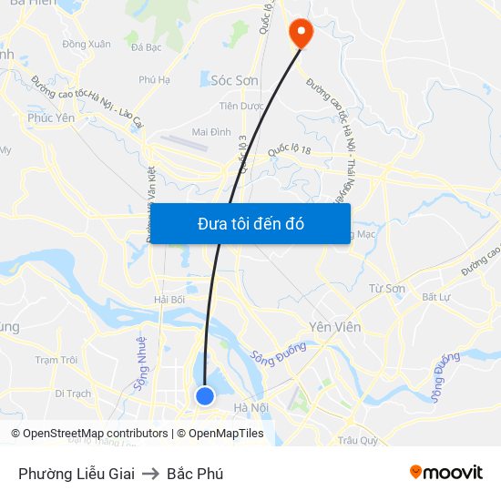 Phường Liễu Giai to Bắc Phú map