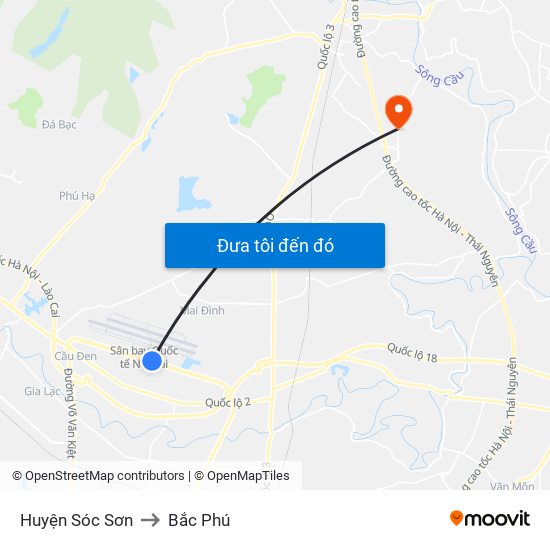 Huyện Sóc Sơn to Bắc Phú map