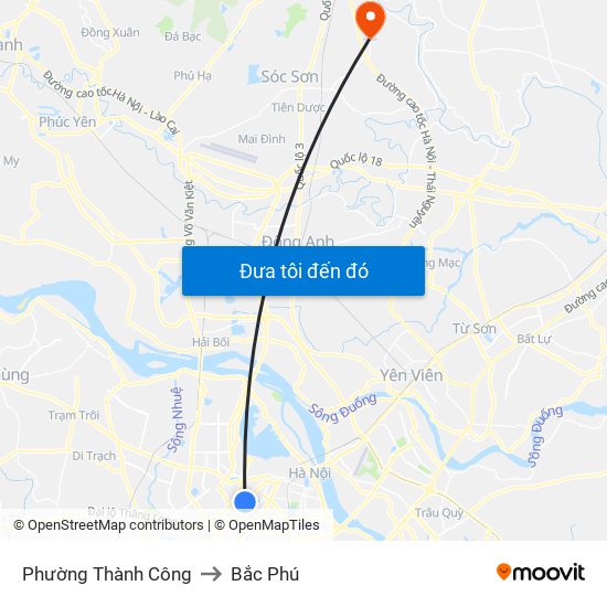 Phường Thành Công to Bắc Phú map