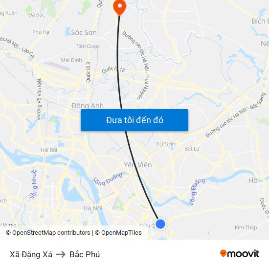 Xã Đặng Xá to Bắc Phú map