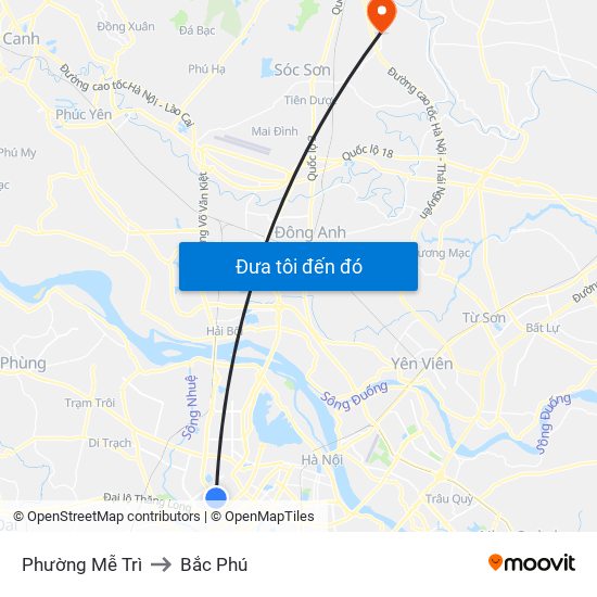 Phường Mễ Trì to Bắc Phú map