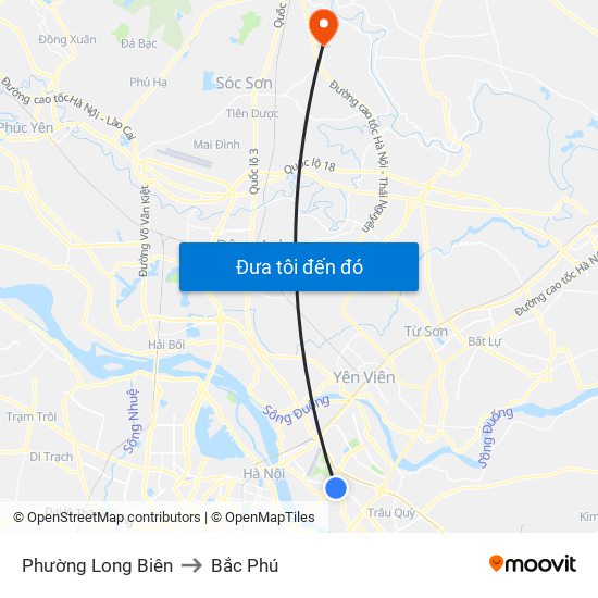 Phường Long Biên to Bắc Phú map
