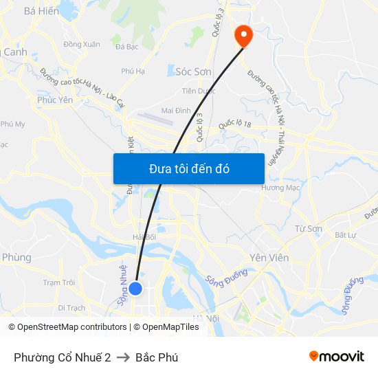 Phường Cổ Nhuế 2 to Bắc Phú map