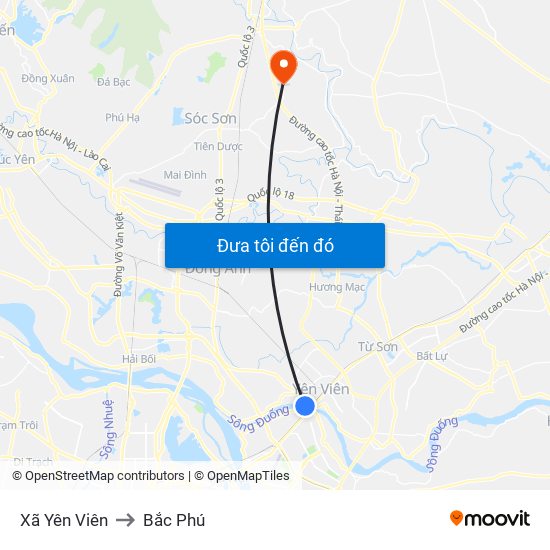 Xã Yên Viên to Bắc Phú map