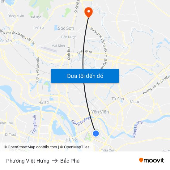 Phường Việt Hưng to Bắc Phú map