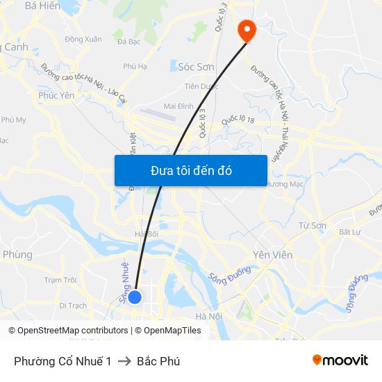 Phường Cổ Nhuế 1 to Bắc Phú map