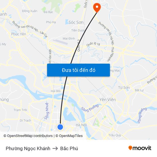 Phường Ngọc Khánh to Bắc Phú map