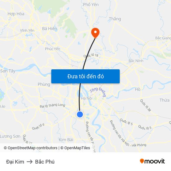 Đại Kim to Bắc Phú map