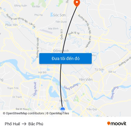 Phố Huế to Bắc Phú map
