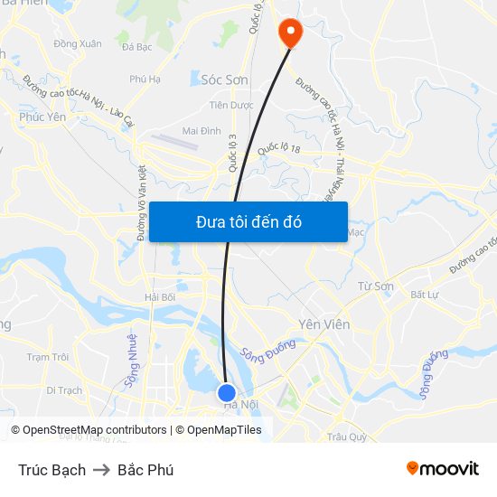 Trúc Bạch to Bắc Phú map