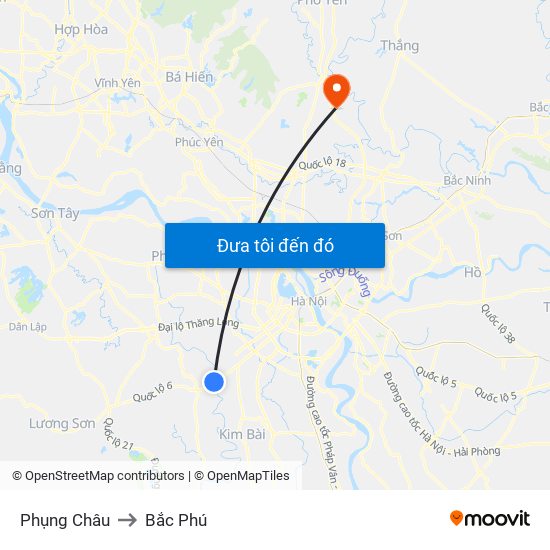 Phụng Châu to Bắc Phú map