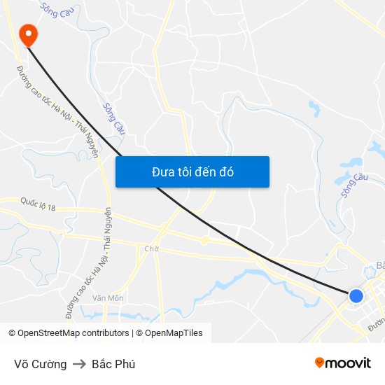 Võ Cường to Bắc Phú map