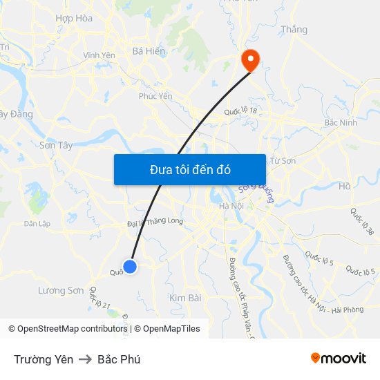 Trường Yên to Bắc Phú map