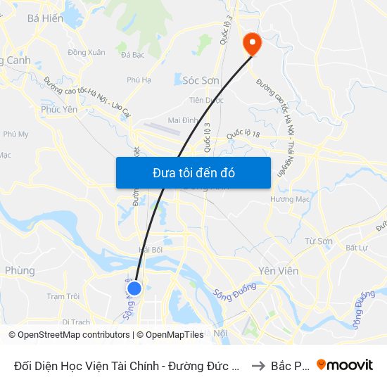 Đối Diện Học Viện Tài Chính - Đường Đức Thắng to Bắc Phú map