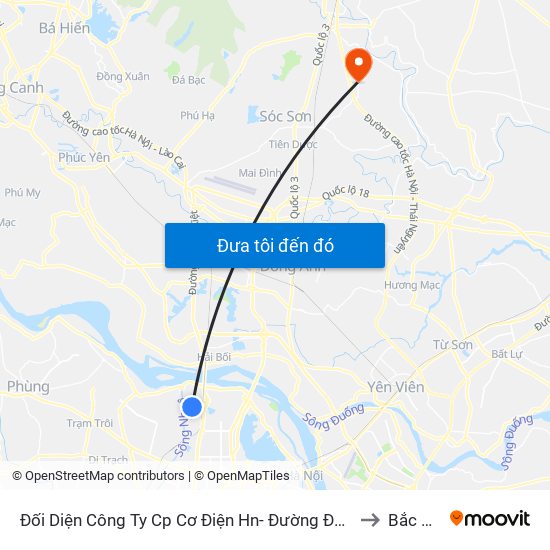 Đối Diện Công Ty Cp Cơ Điện Hn- Đường Đức Thắng to Bắc Phú map