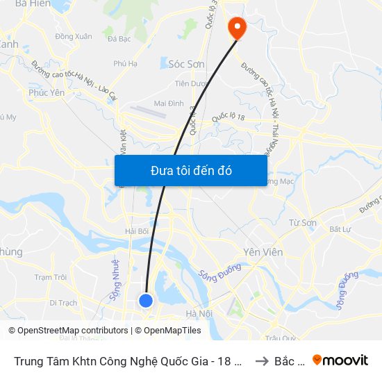 Trung Tâm Khtn Công Nghệ Quốc Gia - 18 Hoàng Quốc Việt to Bắc Phú map