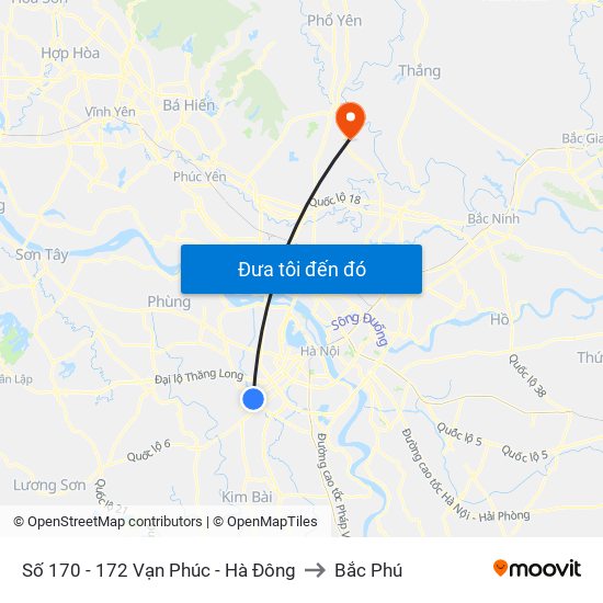 Số 170 - 172 Vạn Phúc - Hà Đông to Bắc Phú map