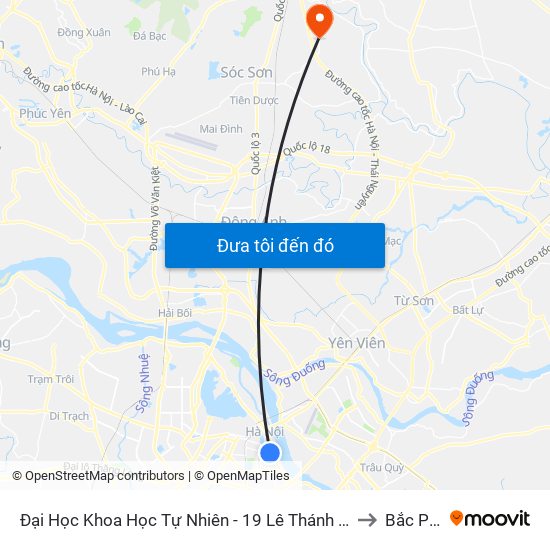 Đại Học Khoa Học Tự Nhiên - 19 Lê Thánh Tông to Bắc Phú map