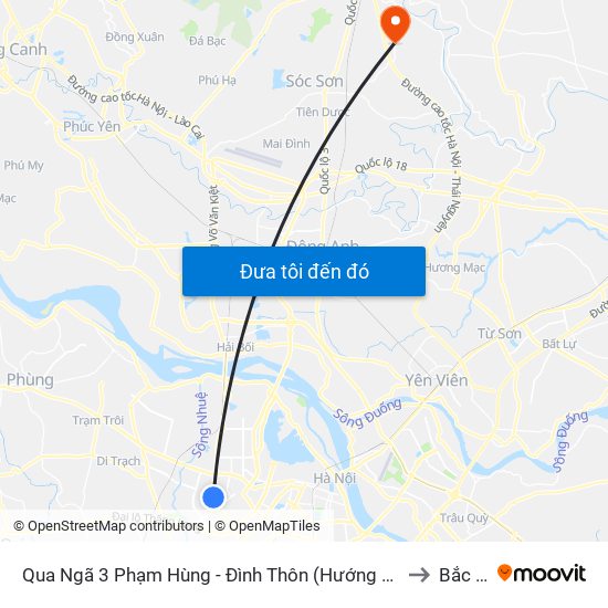Qua Ngã 3 Phạm Hùng - Đình Thôn (Hướng Đi Phạm Văn Đồng) to Bắc Phú map