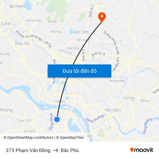 373 Phạm Văn Đồng to Bắc Phú map