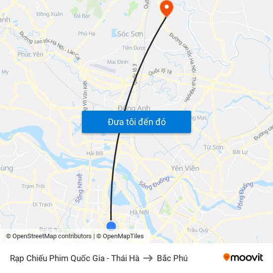 Rạp Chiếu Phim Quốc Gia - Thái Hà to Bắc Phú map