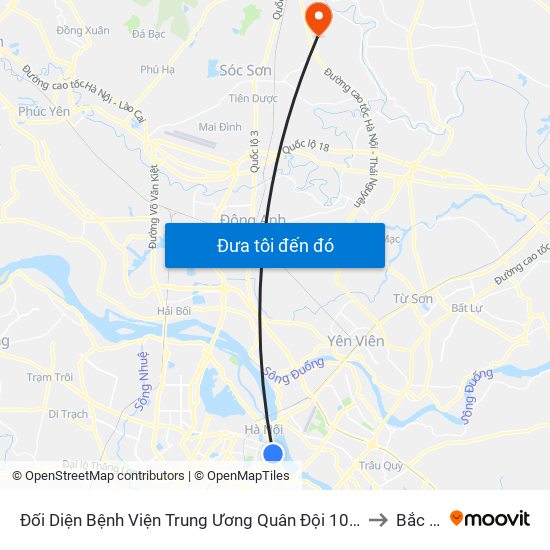 Đối Diện Bệnh Viện Trung Ương Quân Đội 108 - Trần Hưng Đạo to Bắc Phú map