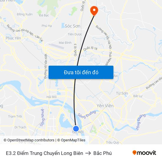 E3.2 Điểm Trung Chuyển Long Biên to Bắc Phú map