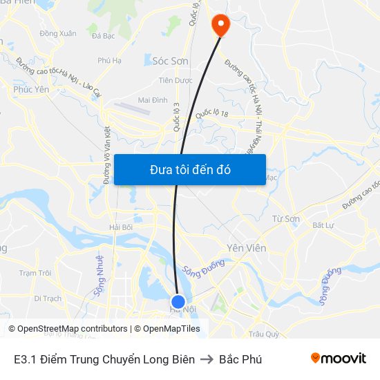 E3.1 Điểm Trung Chuyển Long Biên to Bắc Phú map