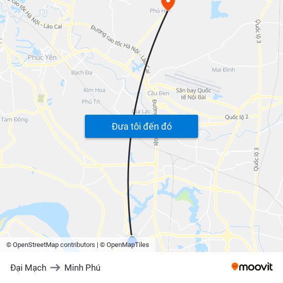Đại Mạch to Minh Phú map