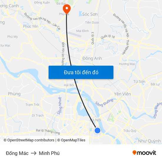 Đống Mác to Minh Phú map