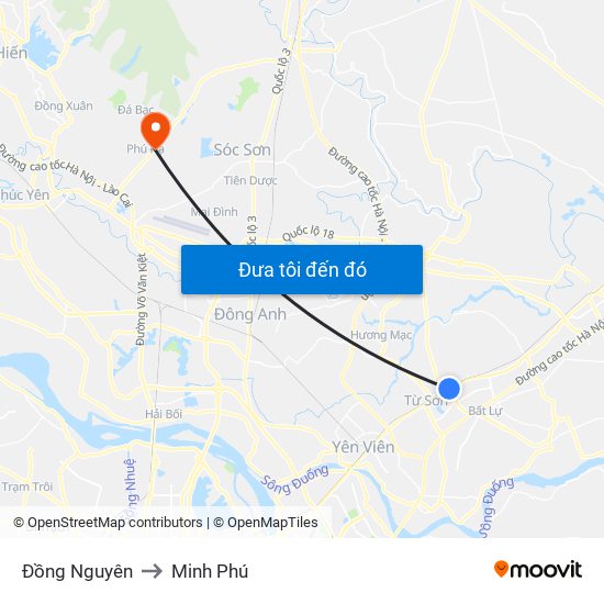 Đồng Nguyên to Minh Phú map
