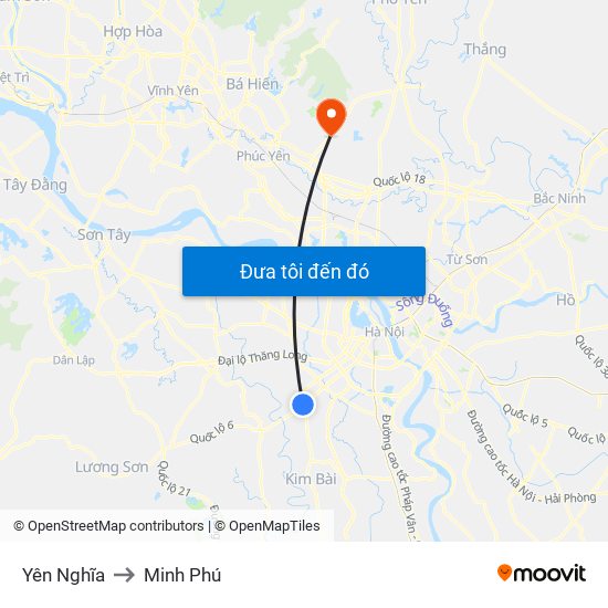 Yên Nghĩa to Minh Phú map