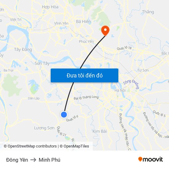 Đông Yên to Minh Phú map