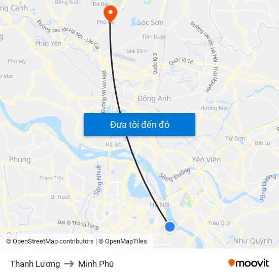 Thanh Lương to Minh Phú map