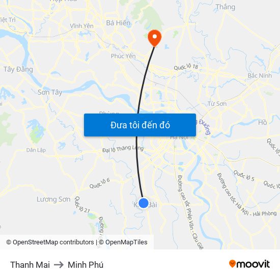 Thanh Mai to Minh Phú map