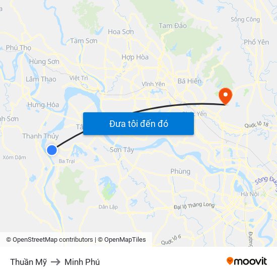 Thuần Mỹ to Minh Phú map