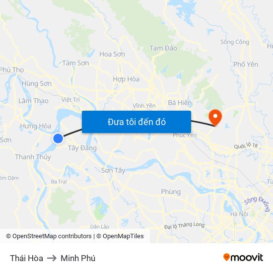 Thái Hòa to Minh Phú map