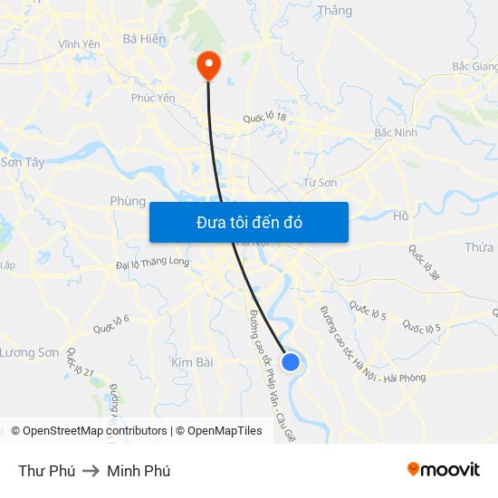 Thư Phú to Minh Phú map