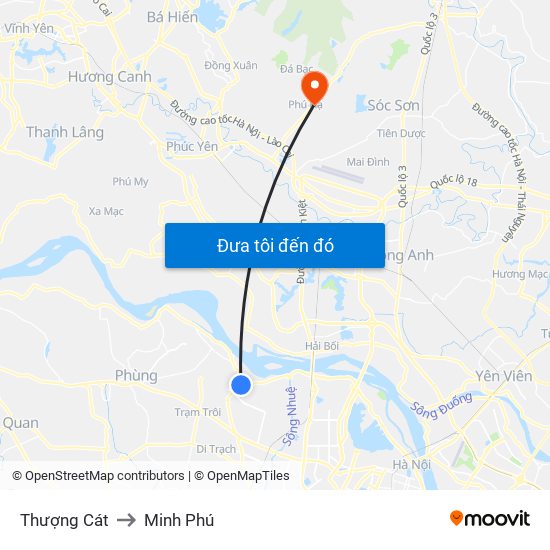 Thượng Cát to Minh Phú map