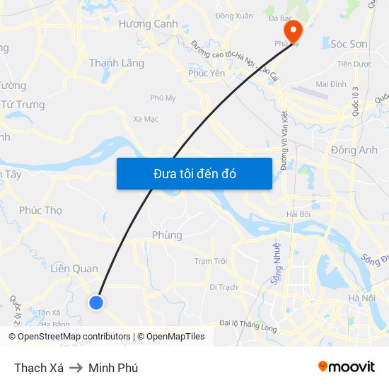 Thạch Xá to Minh Phú map